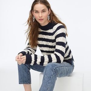 J. Crew Pom-pom Cable Knit Sweater In Stripe